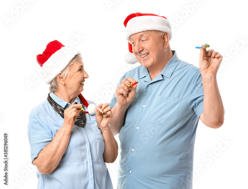 Elderly couple celebrating ...
