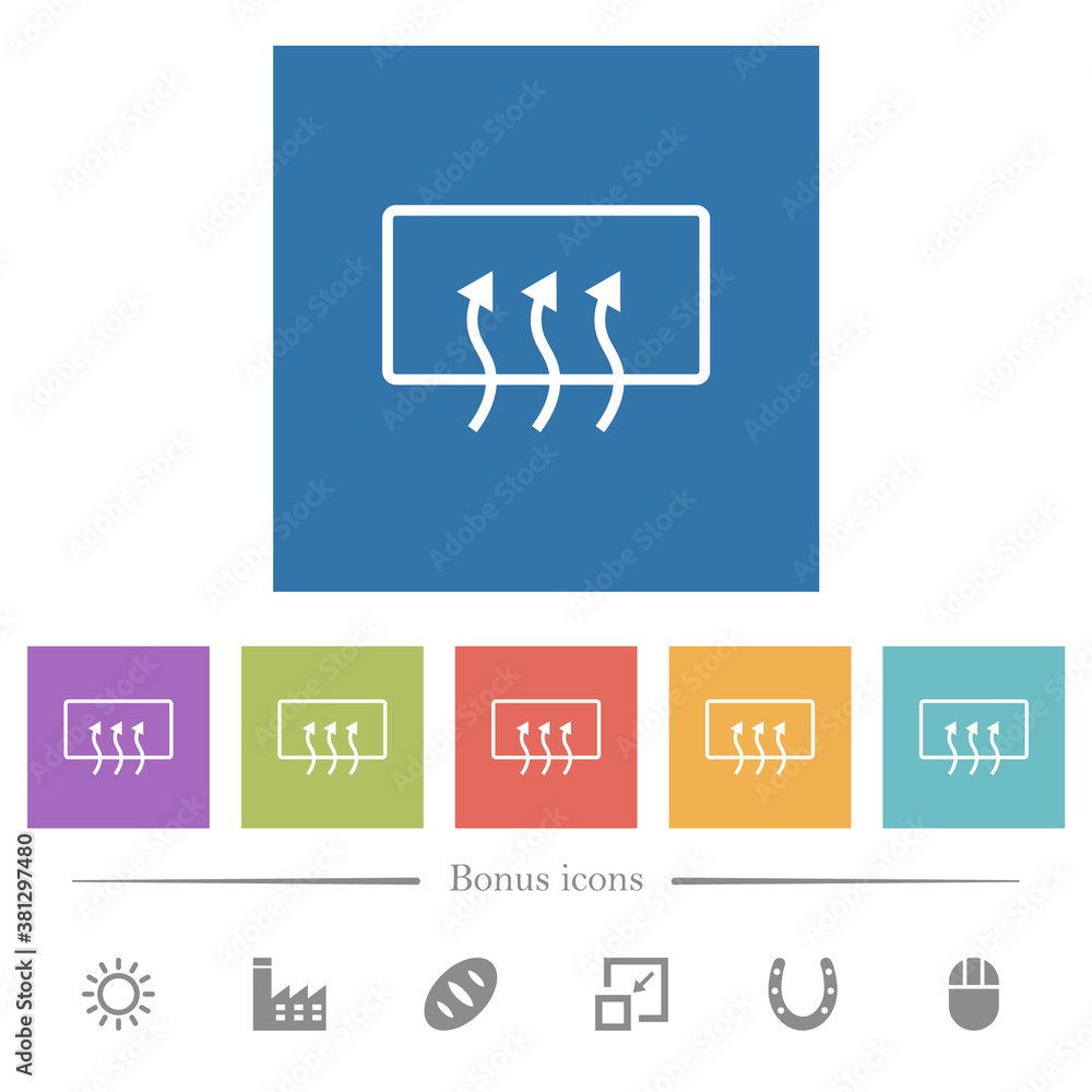 Rear window defrost flat white icons in square backgrounds Rear window defrost flat white icons in square backgrounds