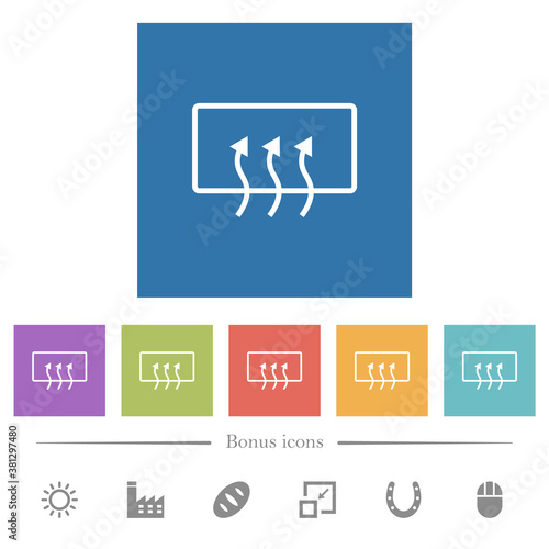 Rear window defrost flat white icons in square backgrounds