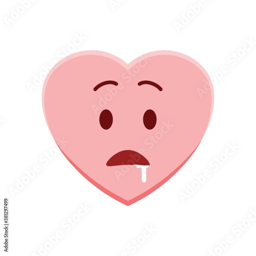 Heart character drooling