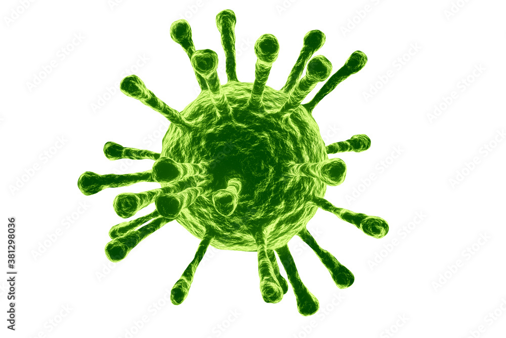 3D render green virus cell bacteria isolated on white background 3D render green virus cell bacteria isolated on white background