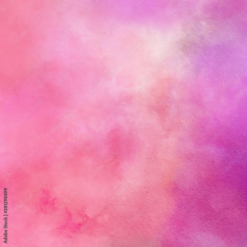 Fototapeta premium abstract watercolor background painting in pastel pink purple and orange cloudy colors with painted watercolor wash texture