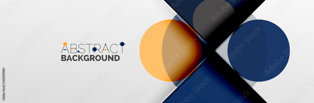 Bright color circles, abstract round shapes and triangles composition with shadow effects. Vector modern geometric design template Bright color circles, abstract round shapes and triangles composition with shadow effects. Vector modern geometric design template