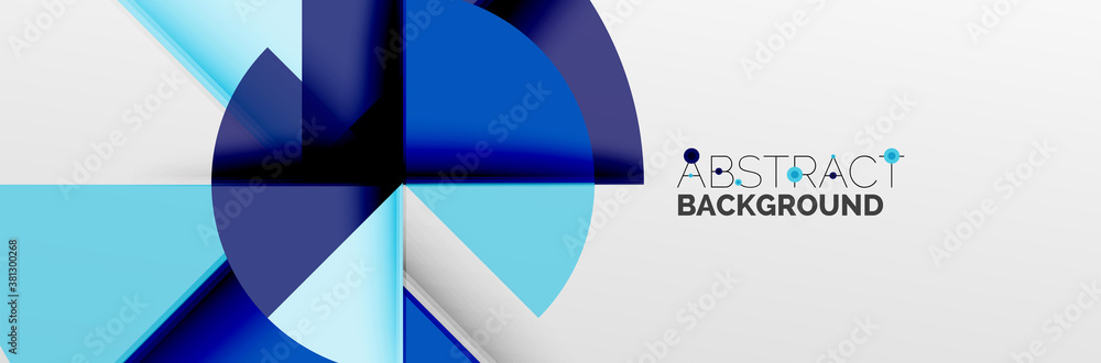 Obraz premium Bright color circles, abstract round shapes and triangles composition with shadow effects. Vector modern geometric design template