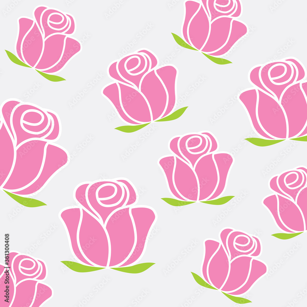 Flat Rose Design Pattern Background Vector Illustration