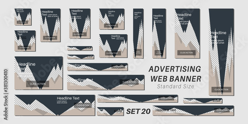 Vector set advertising web banner template design. triangle shape