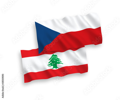Flags of Czech Republic and Lebanon on a white background