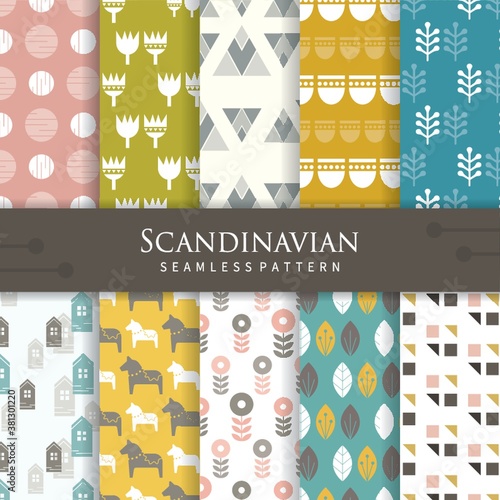 set of scandinavian pattern icons