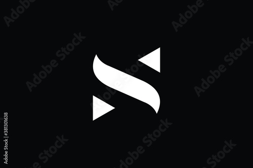 Minimal Innovative Initial NS logo and SN logo. Letter S NS SN creative elegant Monogram. Premium Business S logo icon. White color on black background photo