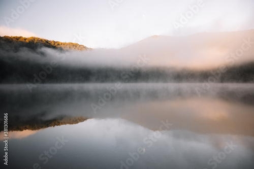 Foggy lake scape and vibran...