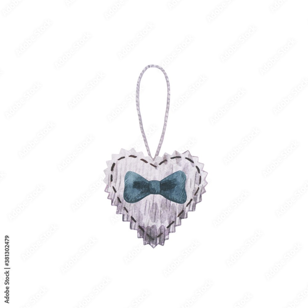 Watercolor Christmas toys. New year