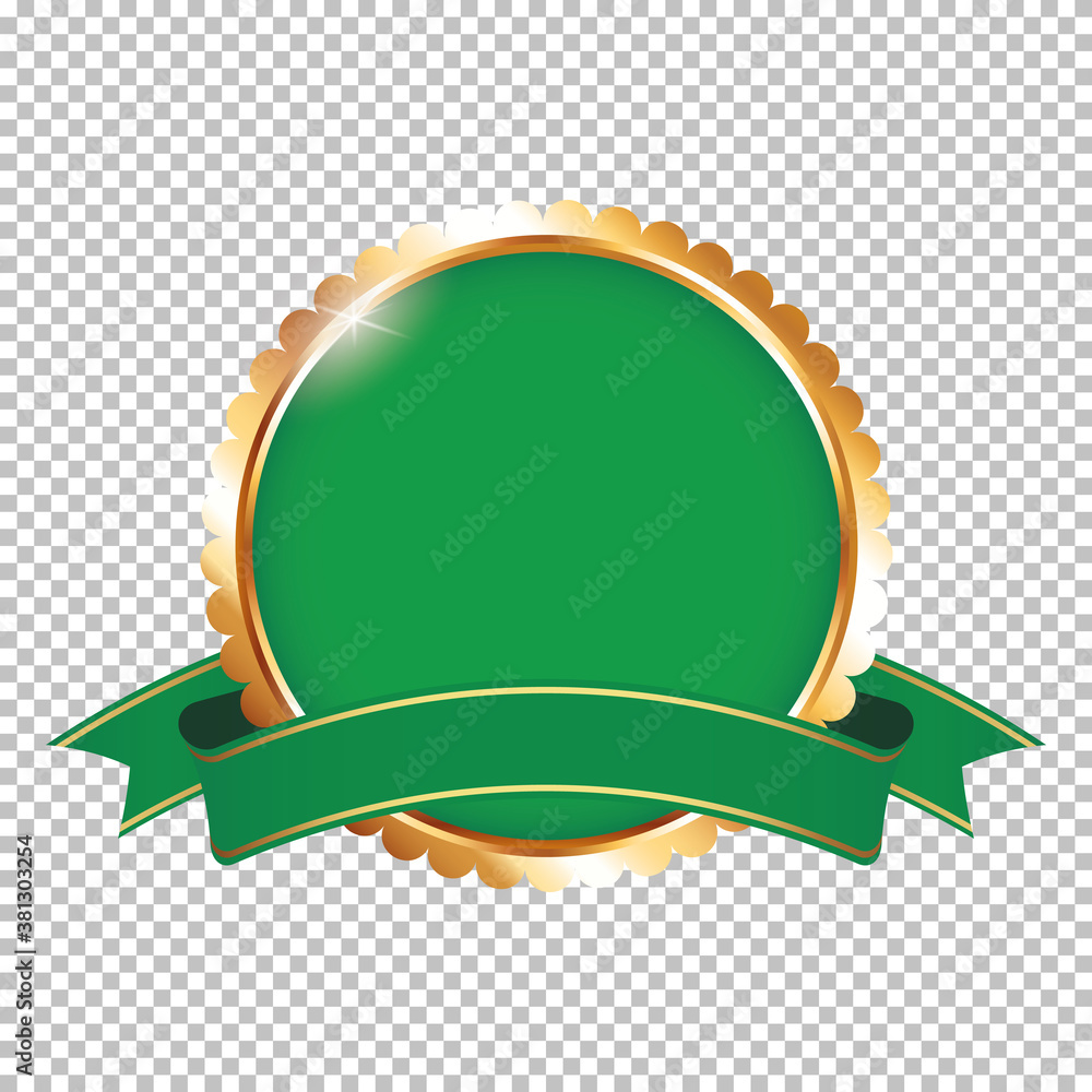 green award banner with golden frame and ribbon on transparent background green award banner with golden frame and ribbon on transparent background