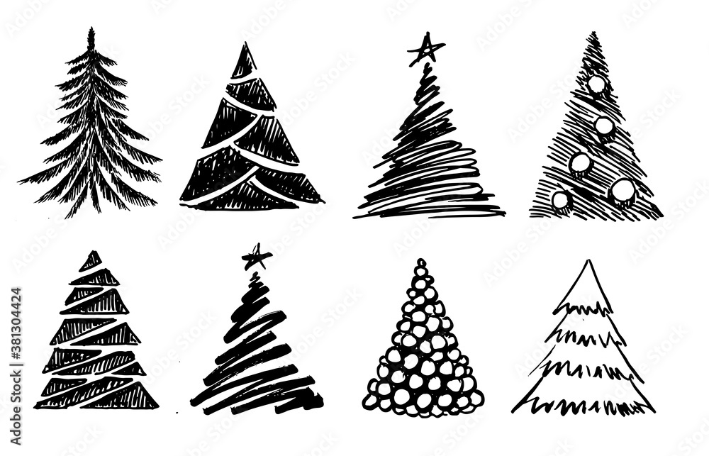 Obraz premium Christmas tree design, vector set.