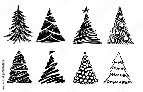 Christmas tree design, vector set.