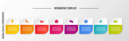Design of infographic with business icons. Timeline. Vector