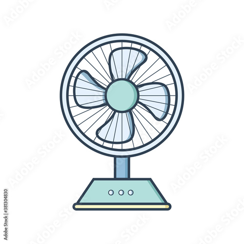 Electric powered fan icon in flat design style. Vector Illustration