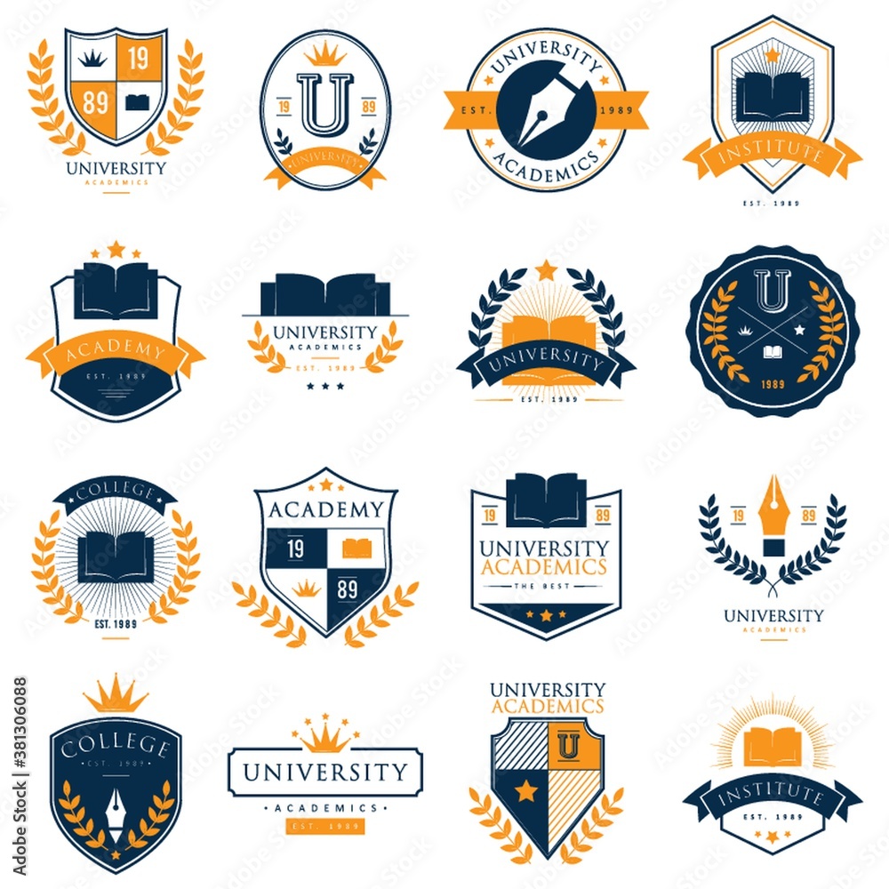 Fototapeta premium set of university logo elements