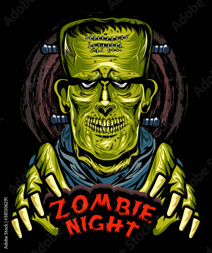 Frankenstein Zombie Horror Illustration