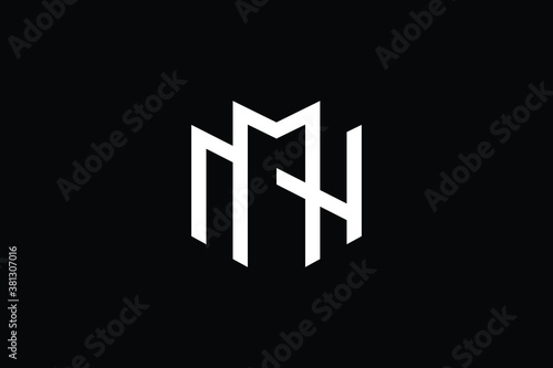 Minimal Innovative Initial MN logo and NM logo. Letter M N NM MN creative elegant Monogram. Premium Business logo icon. White color on black background