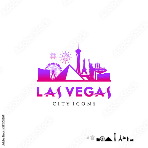 Las Vegas Iconic Buildings Logo Vector.