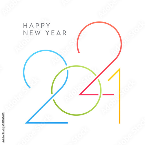 Stylish Colorful 2021 Number on White Background for Happy New Year.