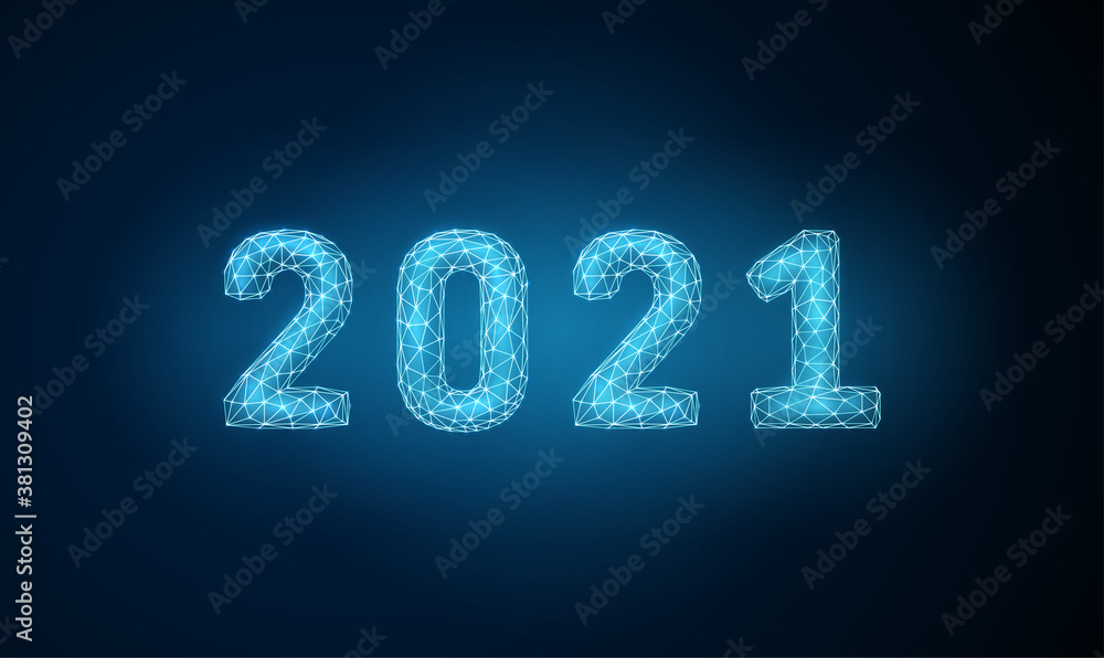 Abstract low poly Happy 2021 New Year greeting card Abstract low poly Happy 2021 New Year greeting card