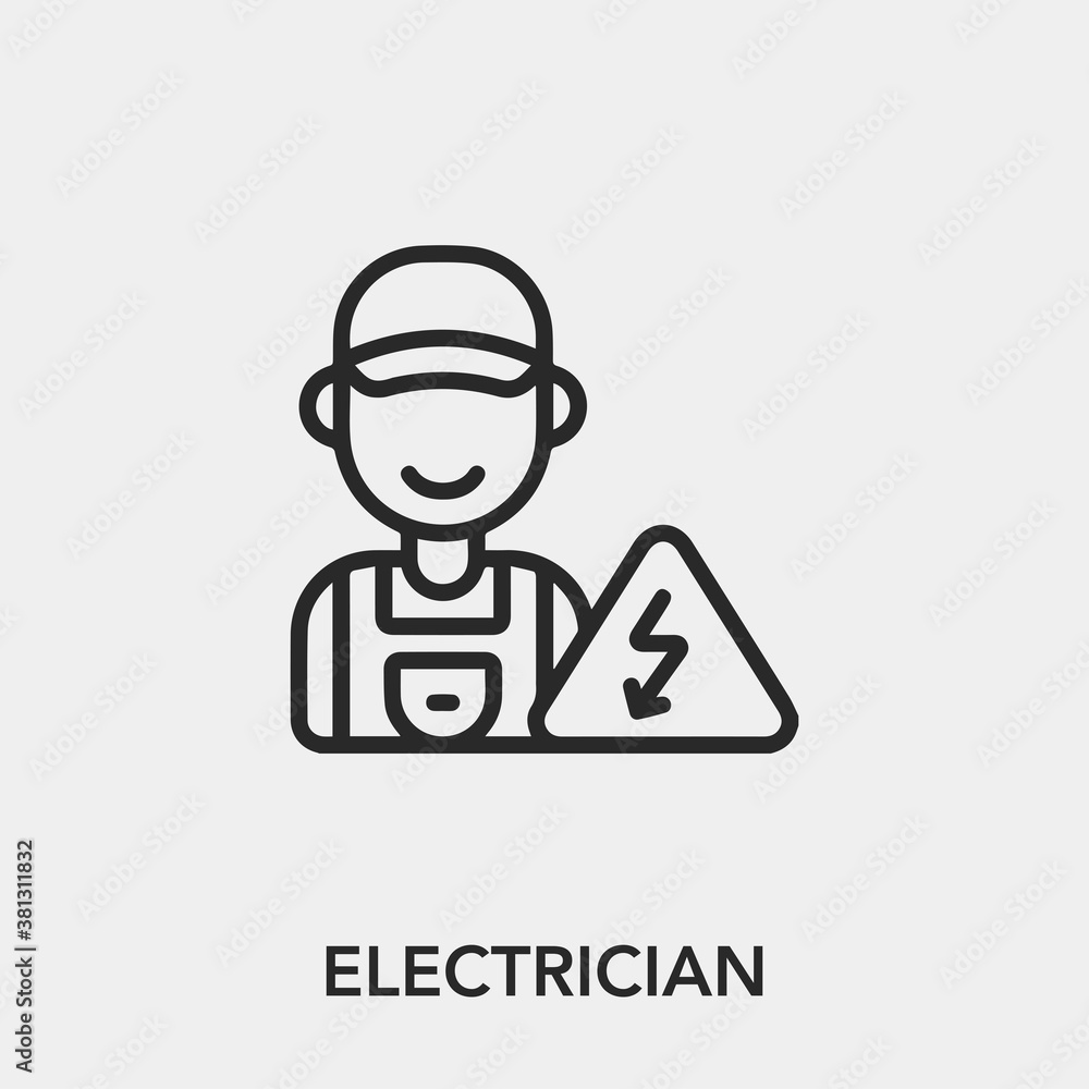 electrician icon vector. Linear style sign for mobile concept and web design. electrician symbol illustration. Pixel vector graphics - Vector. electrician icon vector. Linear style sign for mobile concept and web design. electrician symbol illustration. Pixel vector graphics - Vector.