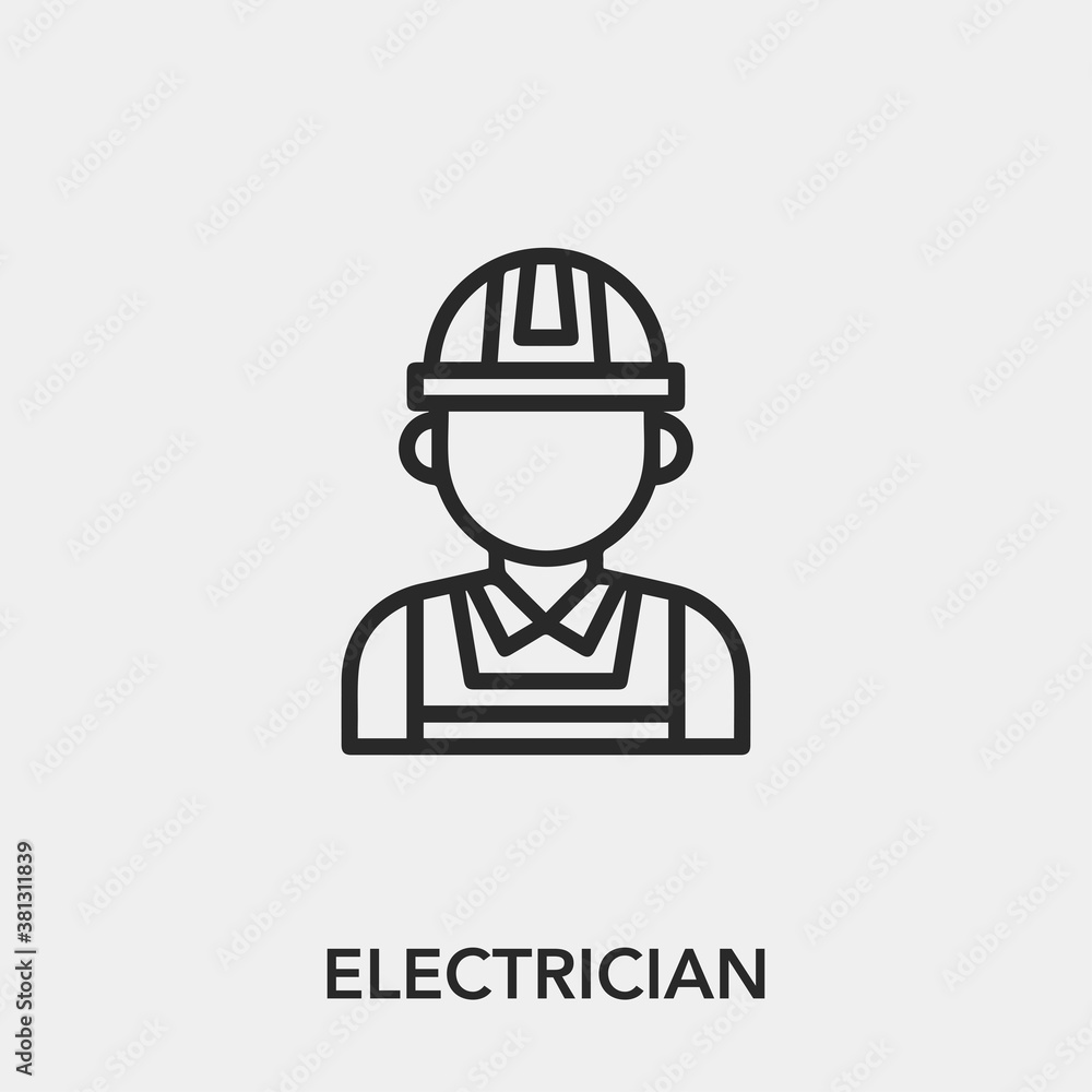 electrician icon vector. Linear style sign for mobile concept and web design. electrician symbol illustration. Pixel vector graphics - Vector.	