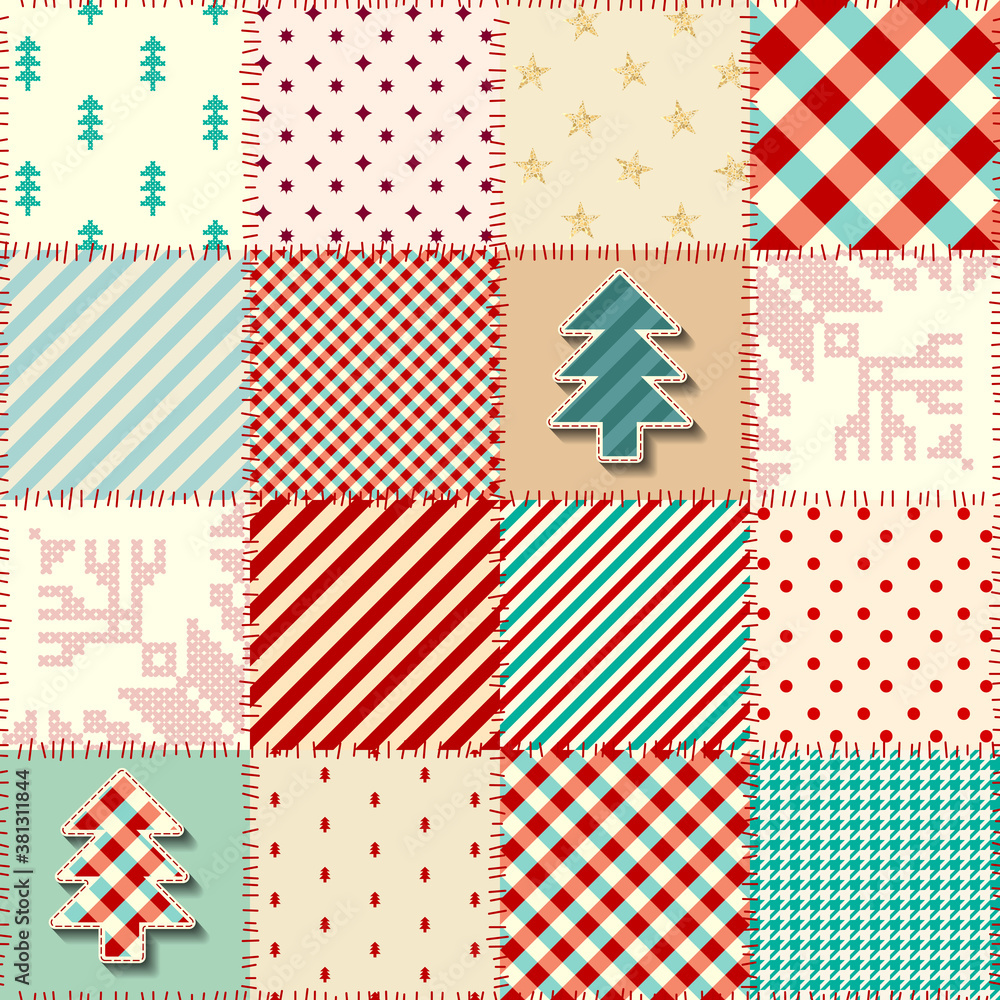 Seamless background pattern. Christmas Patchwork pattern. Vector image Seamless background pattern. Christmas Patchwork pattern. Vector image