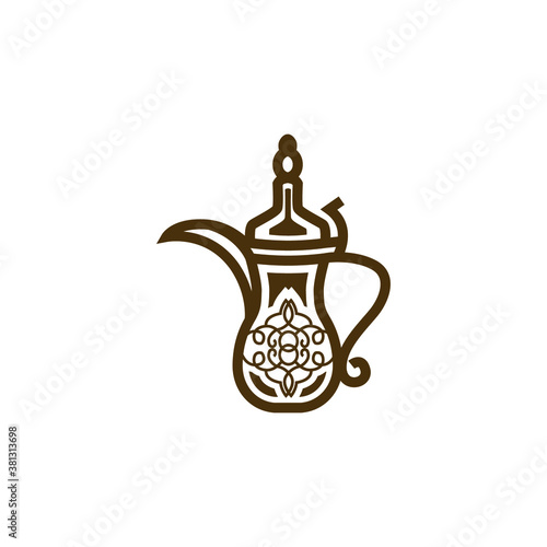 beautiful arabic coffee pot vector logo