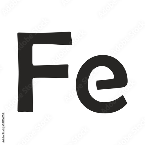 Ferum. Iron Symbol Illustration Icon On White Background. Vector Icon of the Periodic Table of Mendeleev - Fe