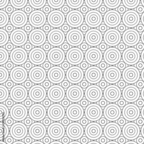 Geometric abstract seamless black and white pattern. Circles and zigzags.