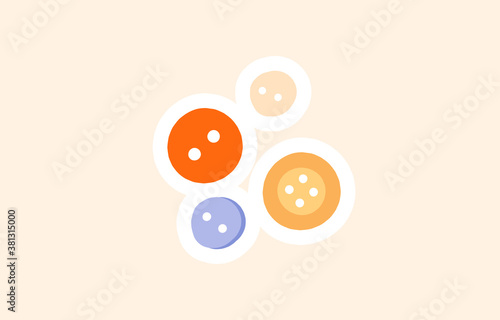 Multicolored buttons isolated on white background. Cartoon vector illustration