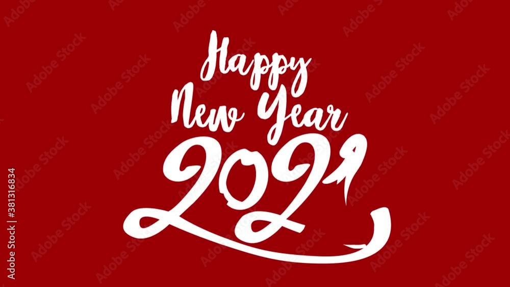 Happy new year 2021 calligraphic design with star burst. 4k motion design animation Happy new year 2021 calligraphic design with star burst. 4k motion design animation