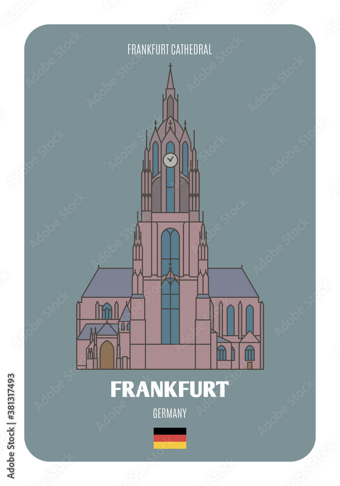 Frankfurt Cathedral in Frankfurt, Germany. Architectural symbols of European cities
