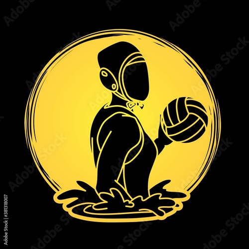 Water Polo player cartoon graphic vector