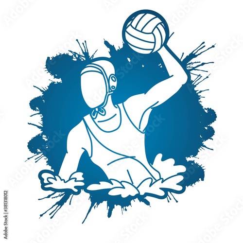 Water Polo player cartoon graphic vector