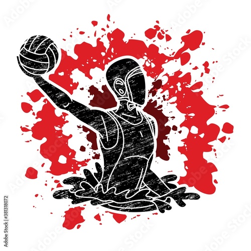 Water Polo player cartoon graphic vector
