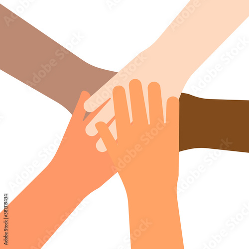 People putting their hands together icon isolated on white background. Vector illustration.