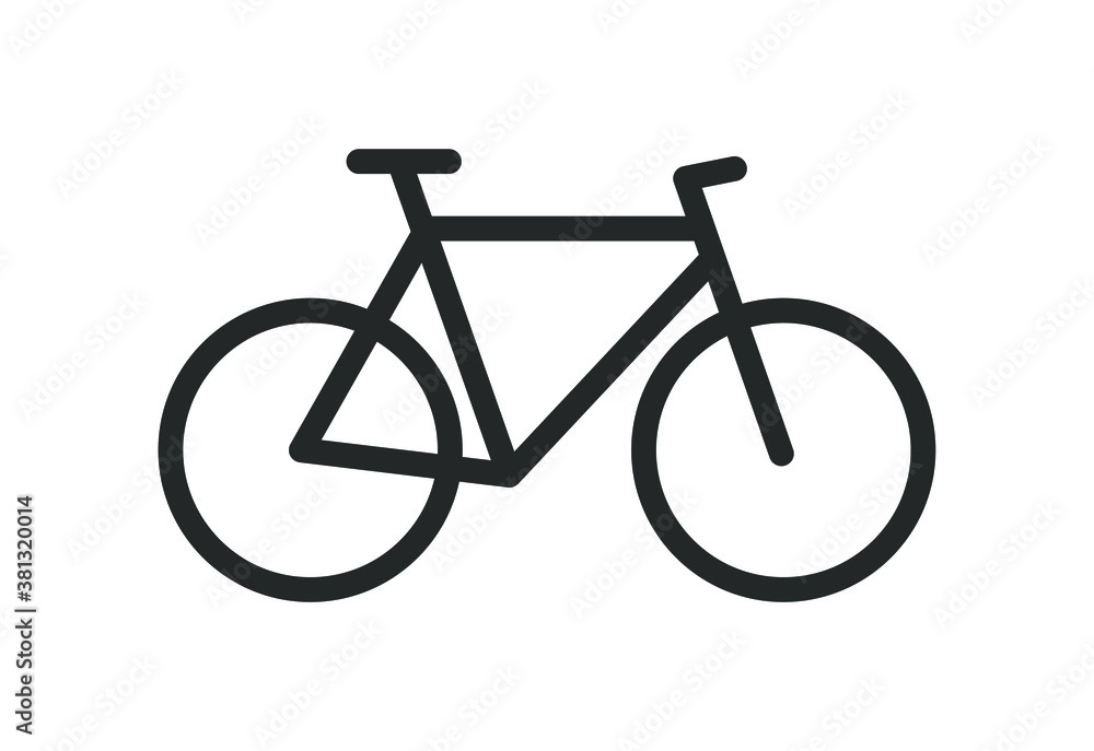 Bicycle icon silhouette. Bike sport shop logo sign. Biking trail symbol shape. Vector illustration image. Isolated on white background. - obrazy, fototapety, plakaty 