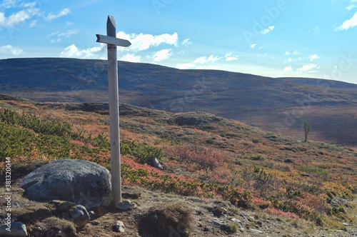 Pallas - Yllastunturi national park, mountains, trails and fall in Finnish Lapland photo