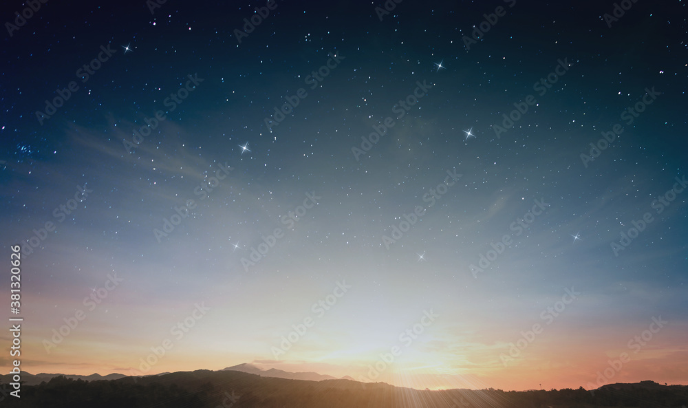 Fototapeta premium Abundant star on horizon sky Christmas night background