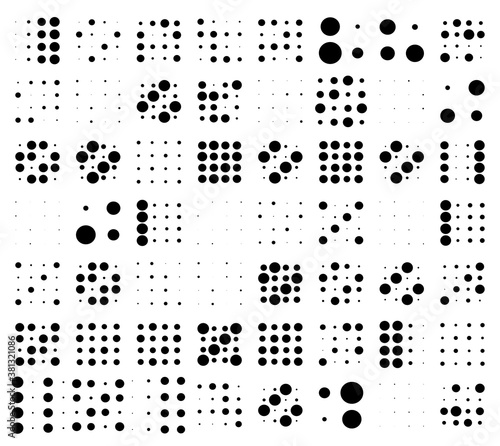 4x4 circles dots variation design. Dotted, speckles, freckles