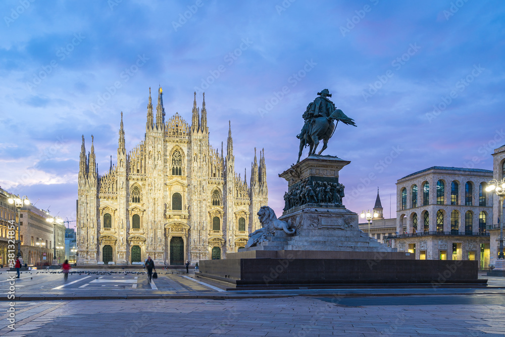 Duomo of Milan with nice sky at twilight time in Milan, Italy