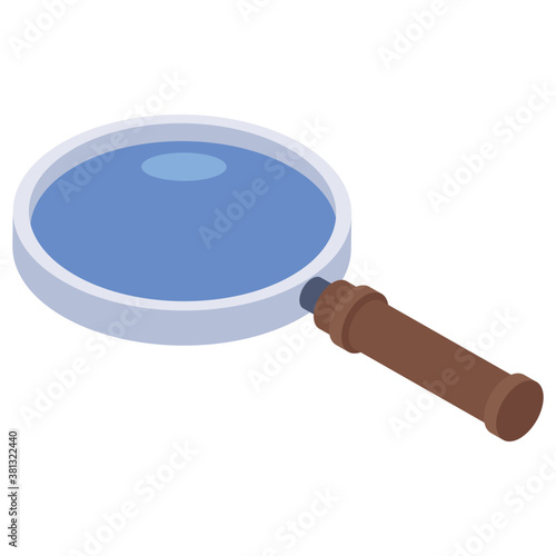 
isometric design of magnifier icon.
