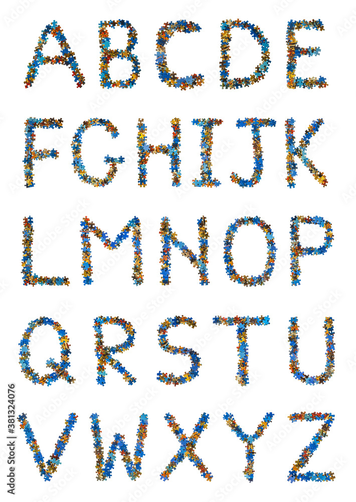 Alphabet made of puzzle pieces - education concept Alphabet made of puzzle pieces - education concept