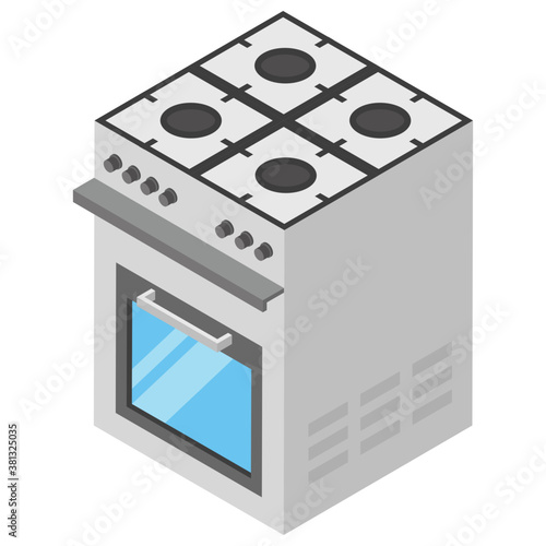 
Cooking range icon in flat design, a modern kitchen appliance 
