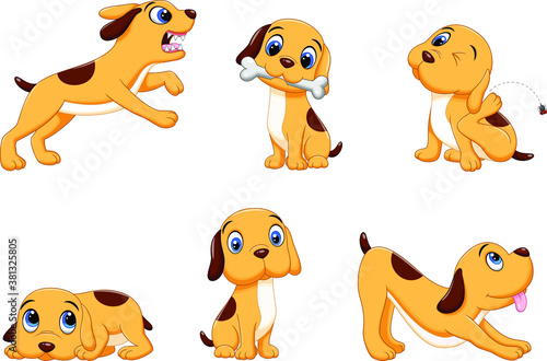 Illustration of cartoon dog collection set