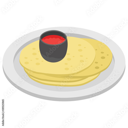 
Flat vector icon of flat bread.
