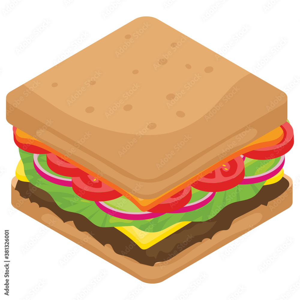 Flat vector icon of sandwich.
Flat vector icon of sandwich.